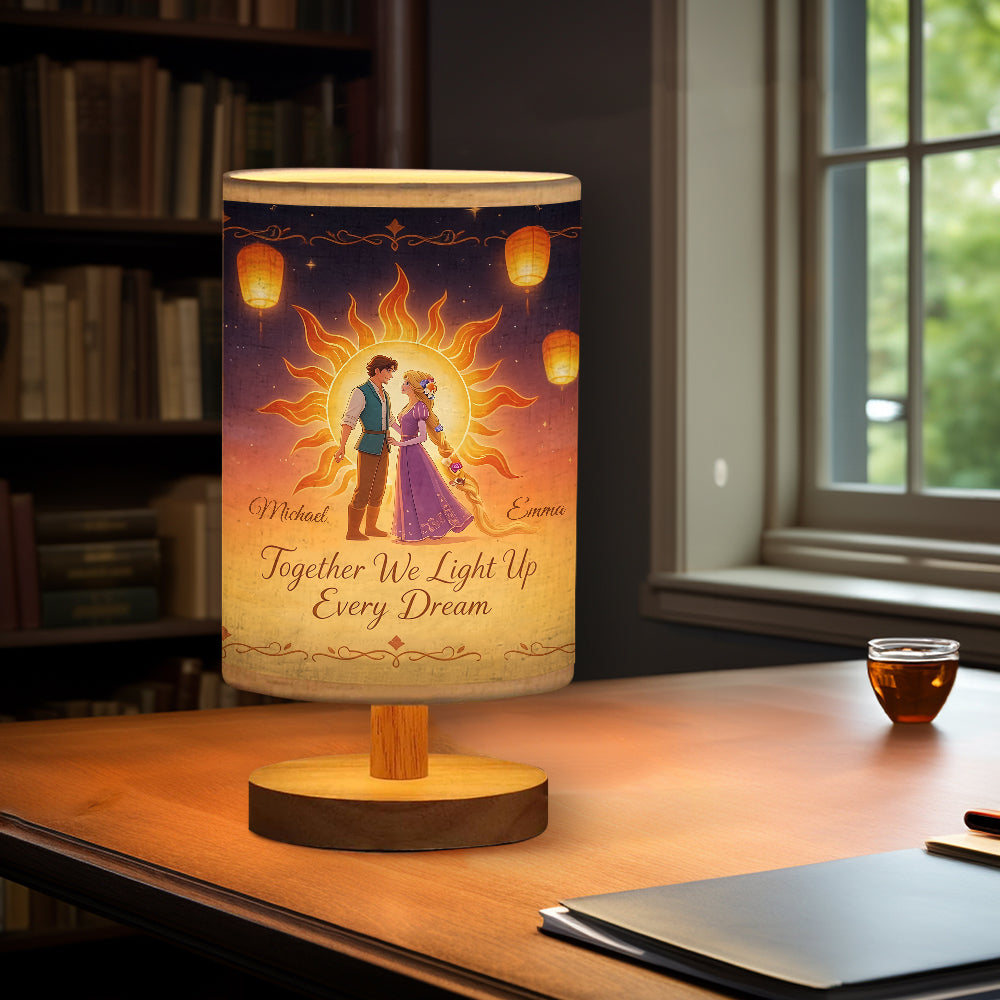 Personalized Soft Glow Table Lamp with Wood Base for Couples Tableside Lamp With Wood Base GradoCreations