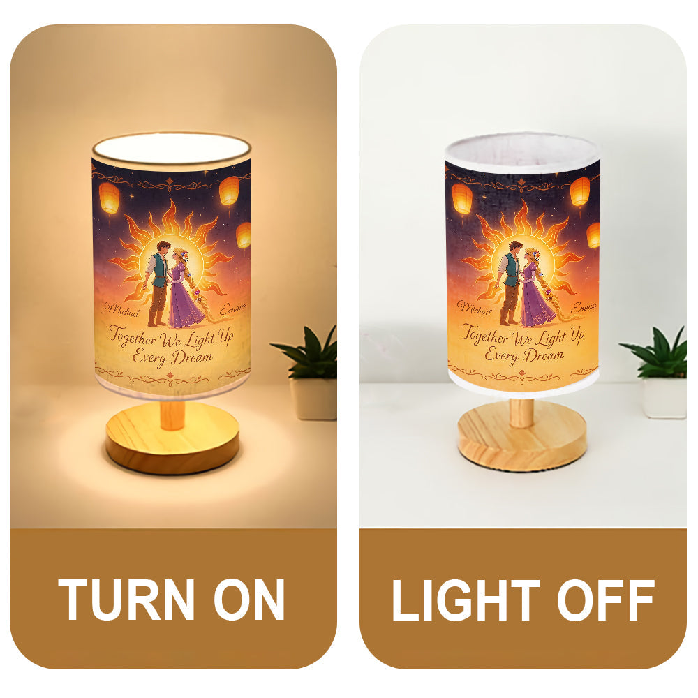 Personalized Soft Glow Table Lamp with Wood Base for Couples Tableside Lamp With Wood Base GradoCreations