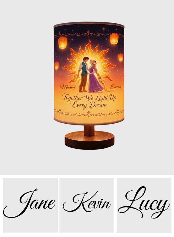 Personalized Soft Glow Table Lamp with Wood Base for Couples Tableside Lamp With Wood Base GradoCreations