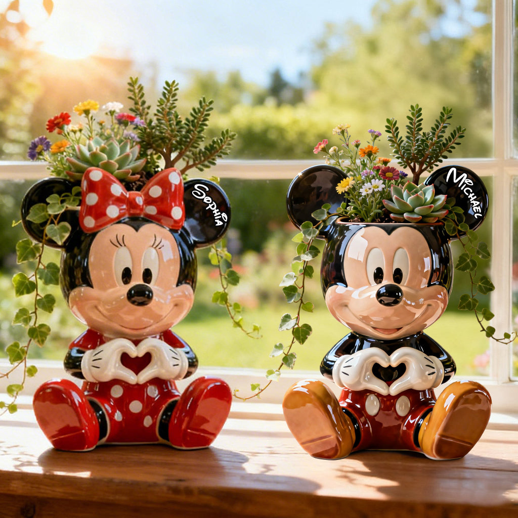Personalized Mickey Mouse Acrylic Pot Custom Name Gift Acrylic Pot GradoCreations