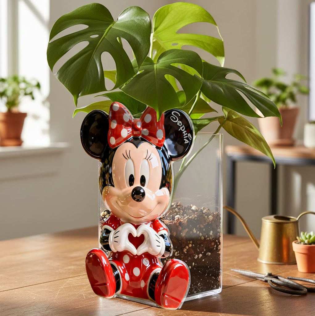 Personalized Mickey Mouse Acrylic Pot Custom Name Gift Acrylic Pot GradoCreations