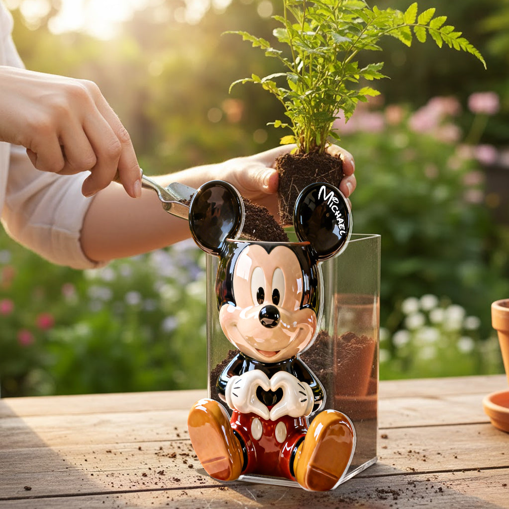 Personalized Mickey Mouse Acrylic Pot Custom Name Gift Acrylic Pot GradoCreations