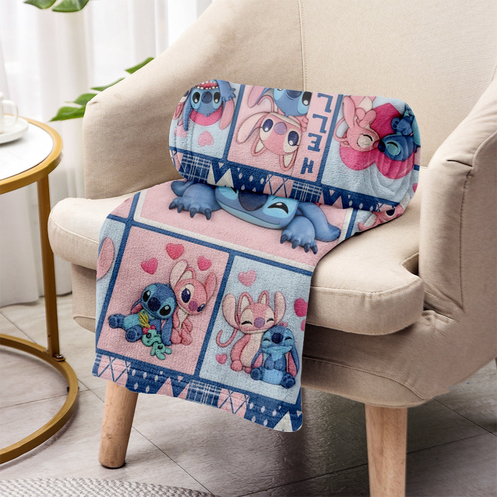 Personalized Cartoon Ohana Blanket Custom Names Gift for Couples Blanket GradoCreations