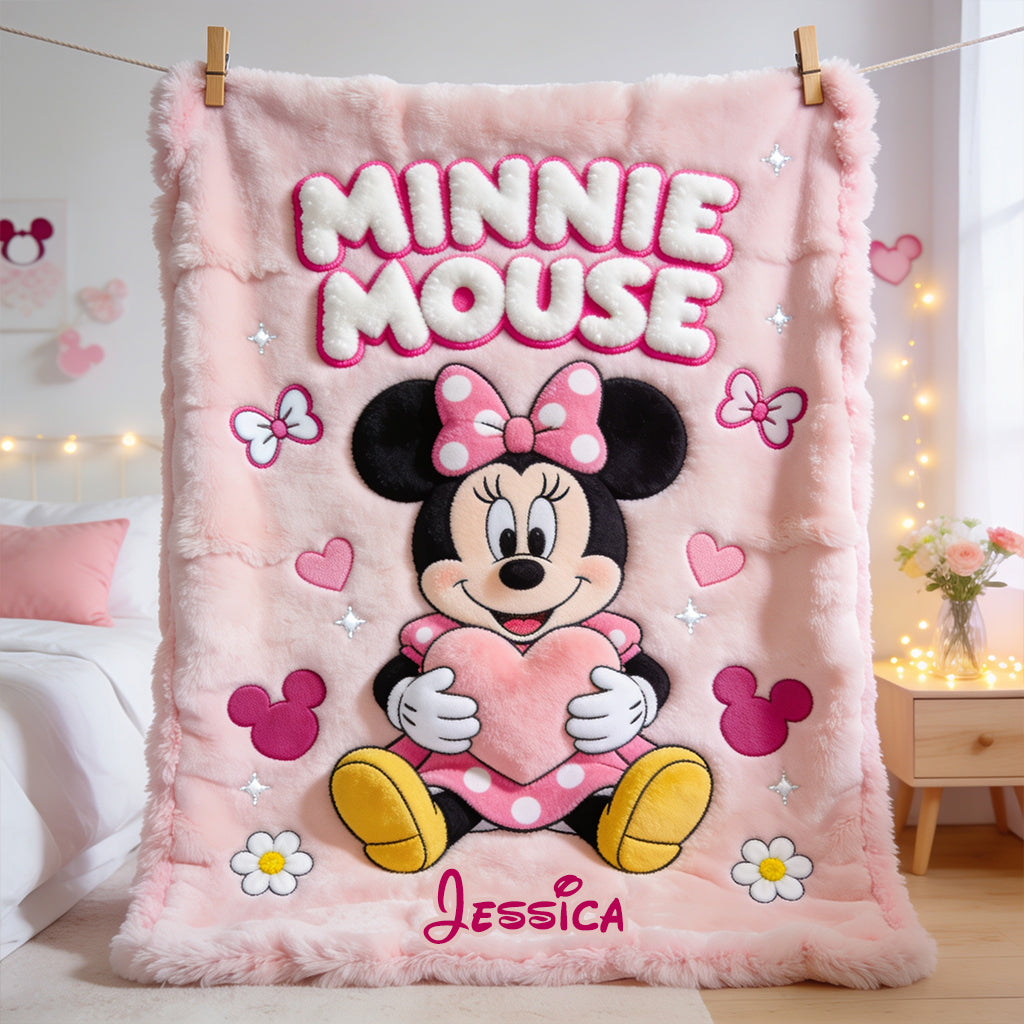 Personalized Minnie Mouse Blanket Custom Name Kids Gift Blanket GradoCreations
