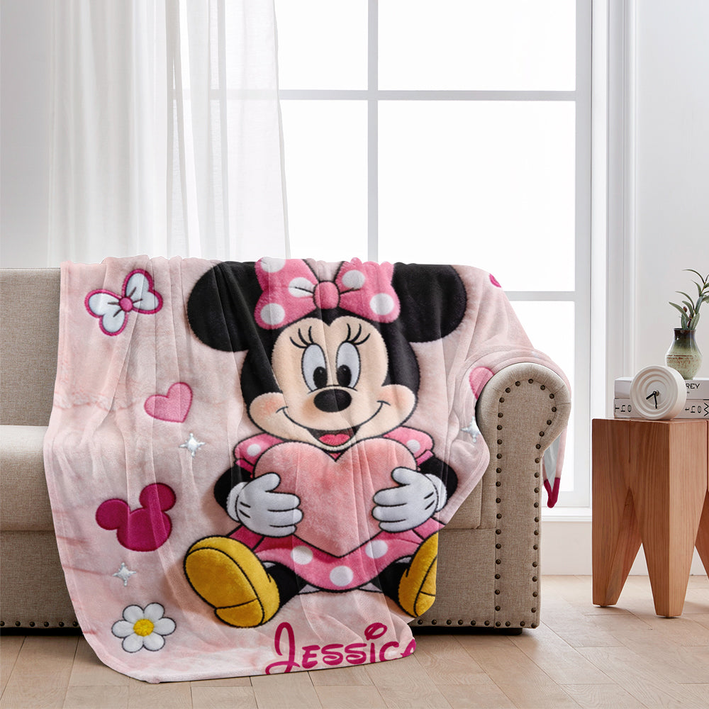 Personalized Minnie Mouse Blanket Custom Name Kids Gift Blanket GradoCreations