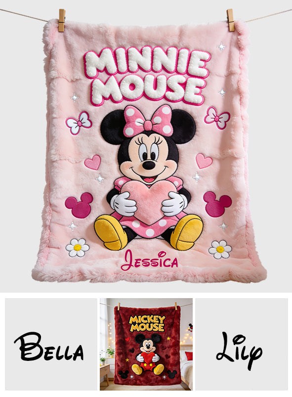 Personalized Minnie Mouse Blanket Custom Name Kids Gift Blanket GradoCreations