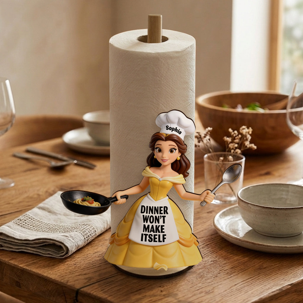Personalized Beauty and The Beast Paper Towel Stand Custom Name Kitchen Decor Paper Towel Stand GradoCreations