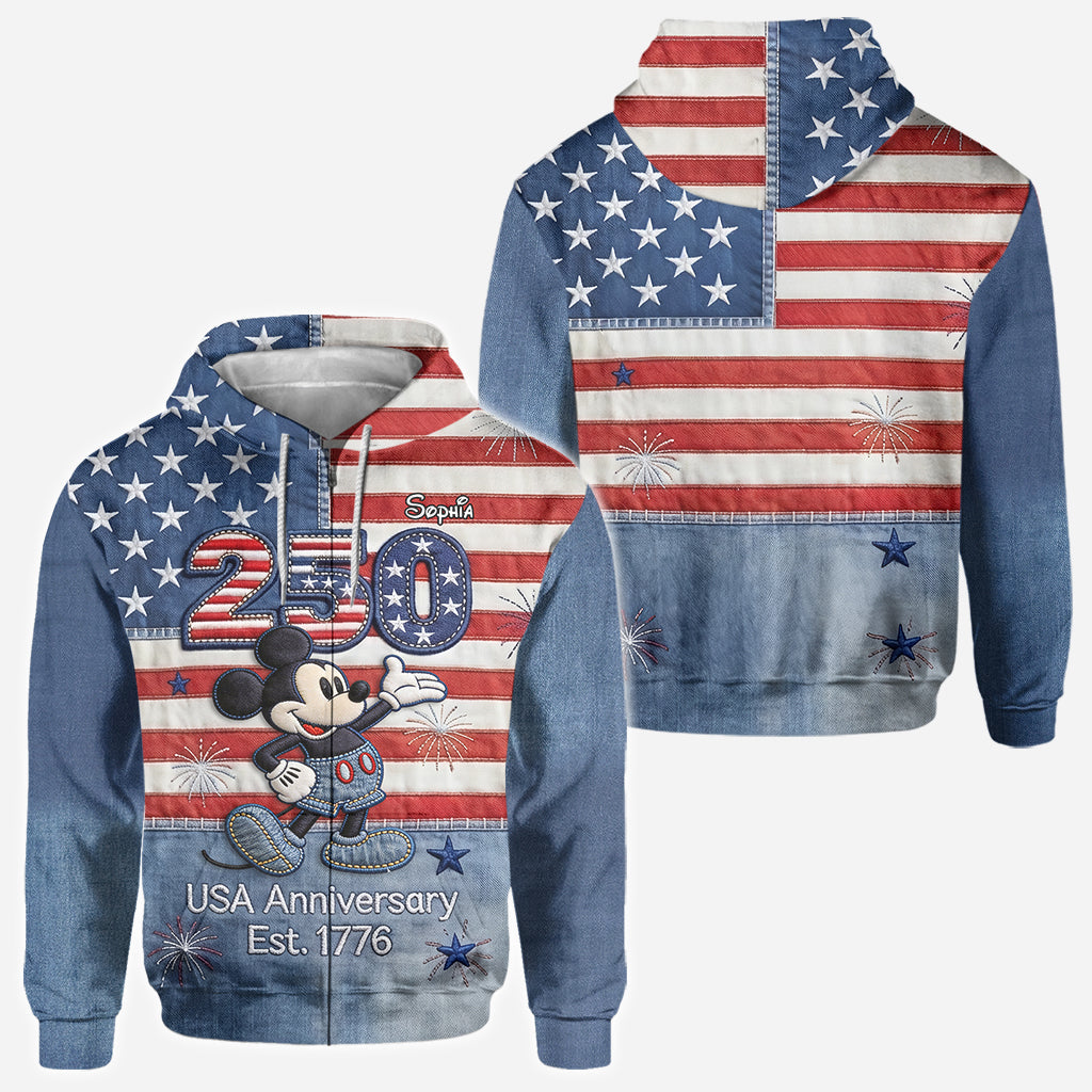 Personalized 250th Anniversary Mickey Mouse All Over Shirt for Kids All Over Shirt GradoCreations