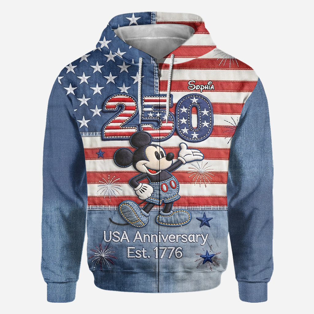 Personalized 250th Anniversary Mickey Mouse All Over Shirt for Kids All Over Shirt GradoCreations
