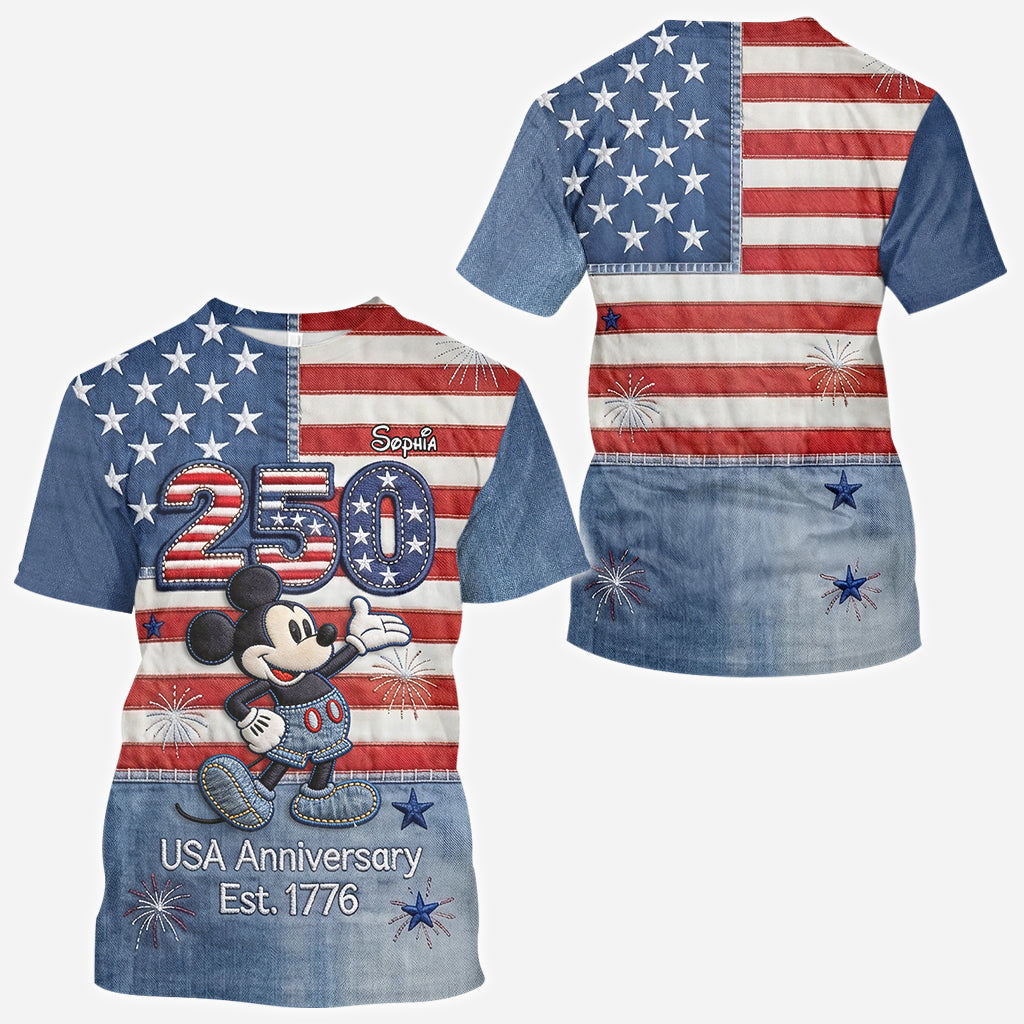 Personalized 250th Anniversary Mickey Mouse All Over Shirt for Kids All Over Shirt GradoCreations
