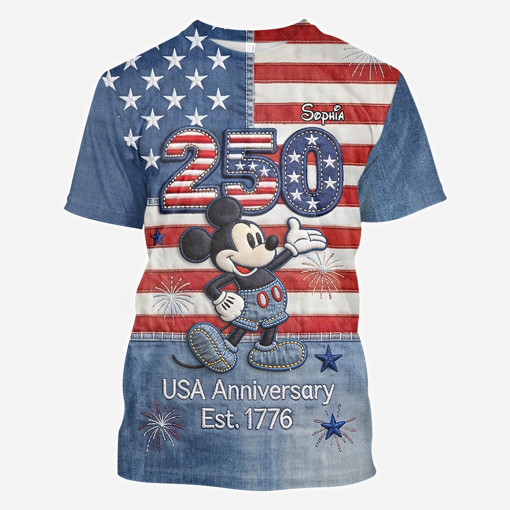 Personalized 250th Anniversary Mickey Mouse All Over Shirt for Kids All Over Shirt GradoCreations