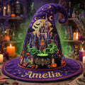 Personalized Halloween Witch Hat Quilt Custom Name Gift Quilt Witch Hat GradoCreations