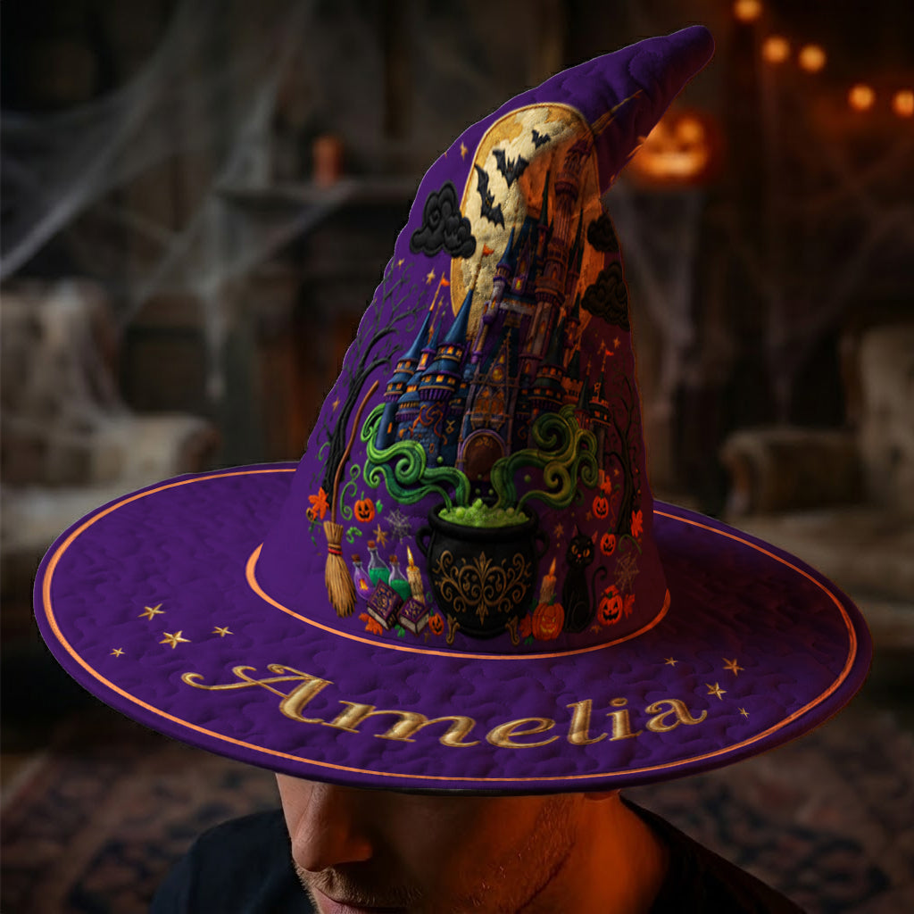 Personalized Halloween Witch Hat Quilt Custom Name Gift Quilt Witch Hat GradoCreations