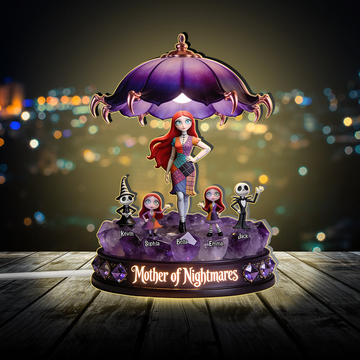Personalized Acrylic LED Night Light with Nightmare Design for Kids Acrylic LED Night Light GradoCreations