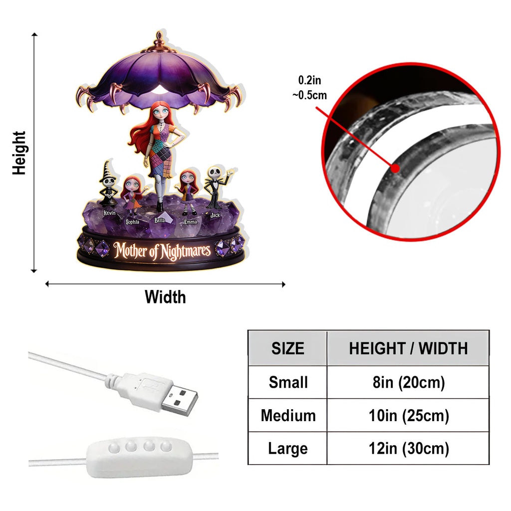 Personalized Acrylic LED Night Light with Nightmare Design for Kids Acrylic LED Night Light GradoCreations