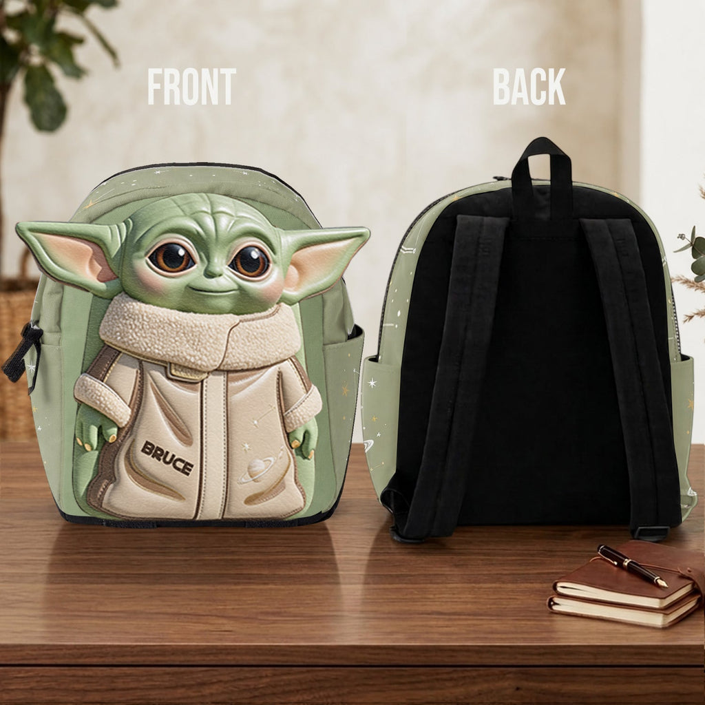 Personalized Cute Alien Changeable Leather Patch Backpack for Kids Changeable Leather Patch Backpack GradoCreations