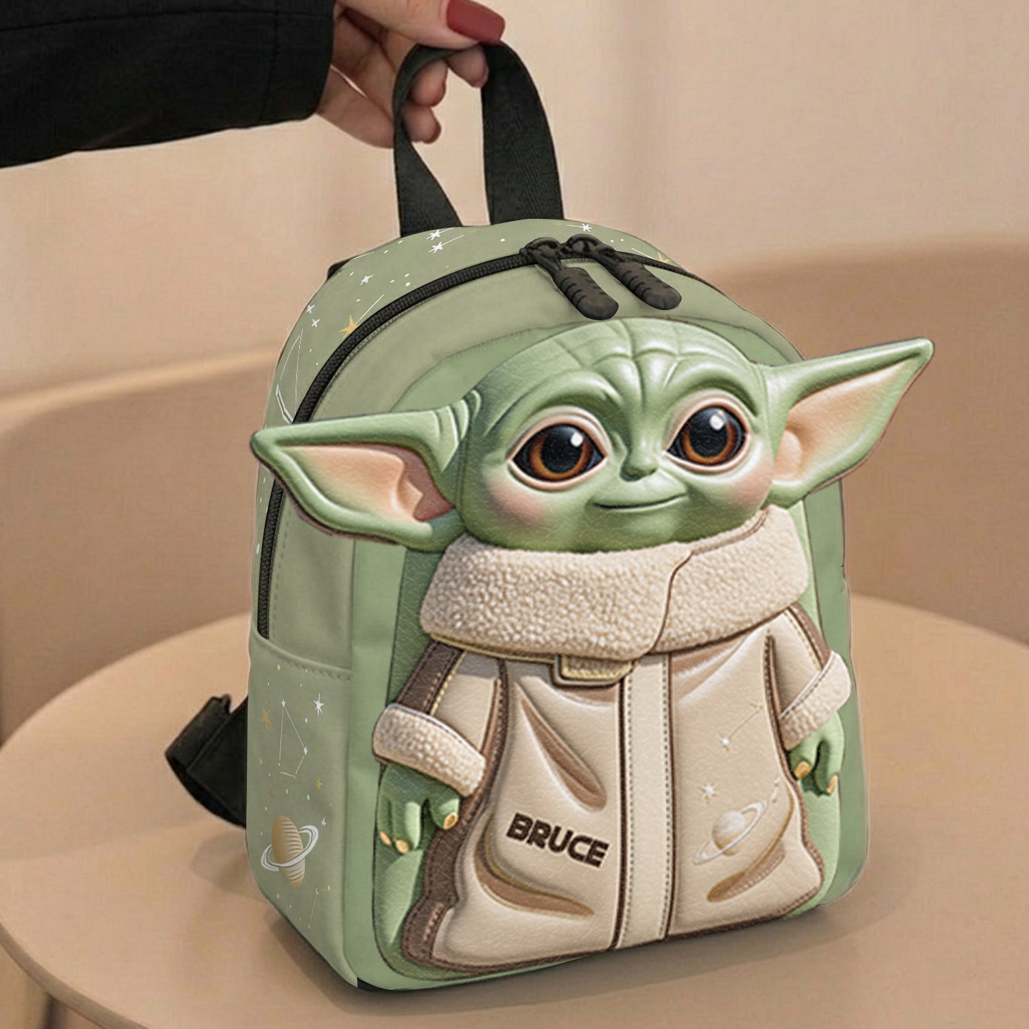 Personalized Cute Alien Changeable Leather Patch Backpack for Kids Changeable Leather Patch Backpack GradoCreations