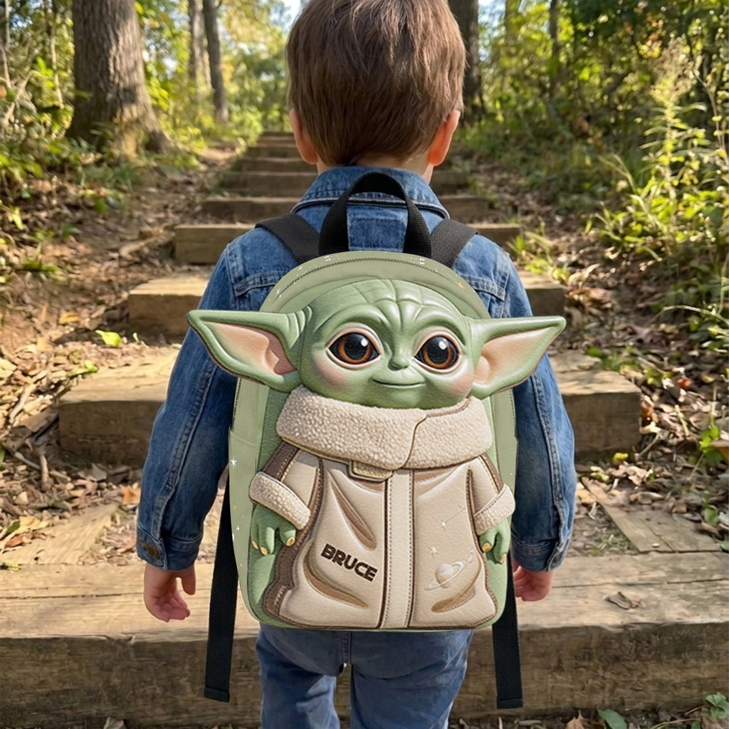 Personalized Cute Alien Changeable Leather Patch Backpack for Kids Changeable Leather Patch Backpack GradoCreations