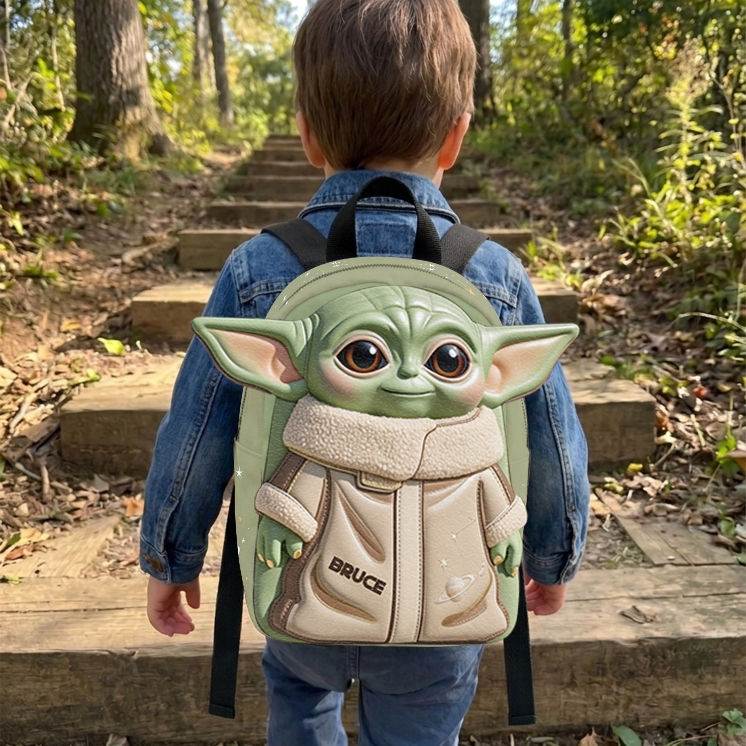Personalized Cute Alien Changeable Leather Patch Backpack for Kids Changeable Leather Patch Backpack GradoCreations