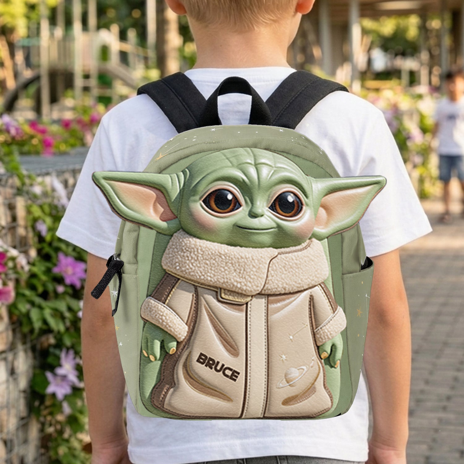 Personalized Cute Alien Changeable Leather Patch Backpack for Kids Changeable Leather Patch Backpack GradoCreations