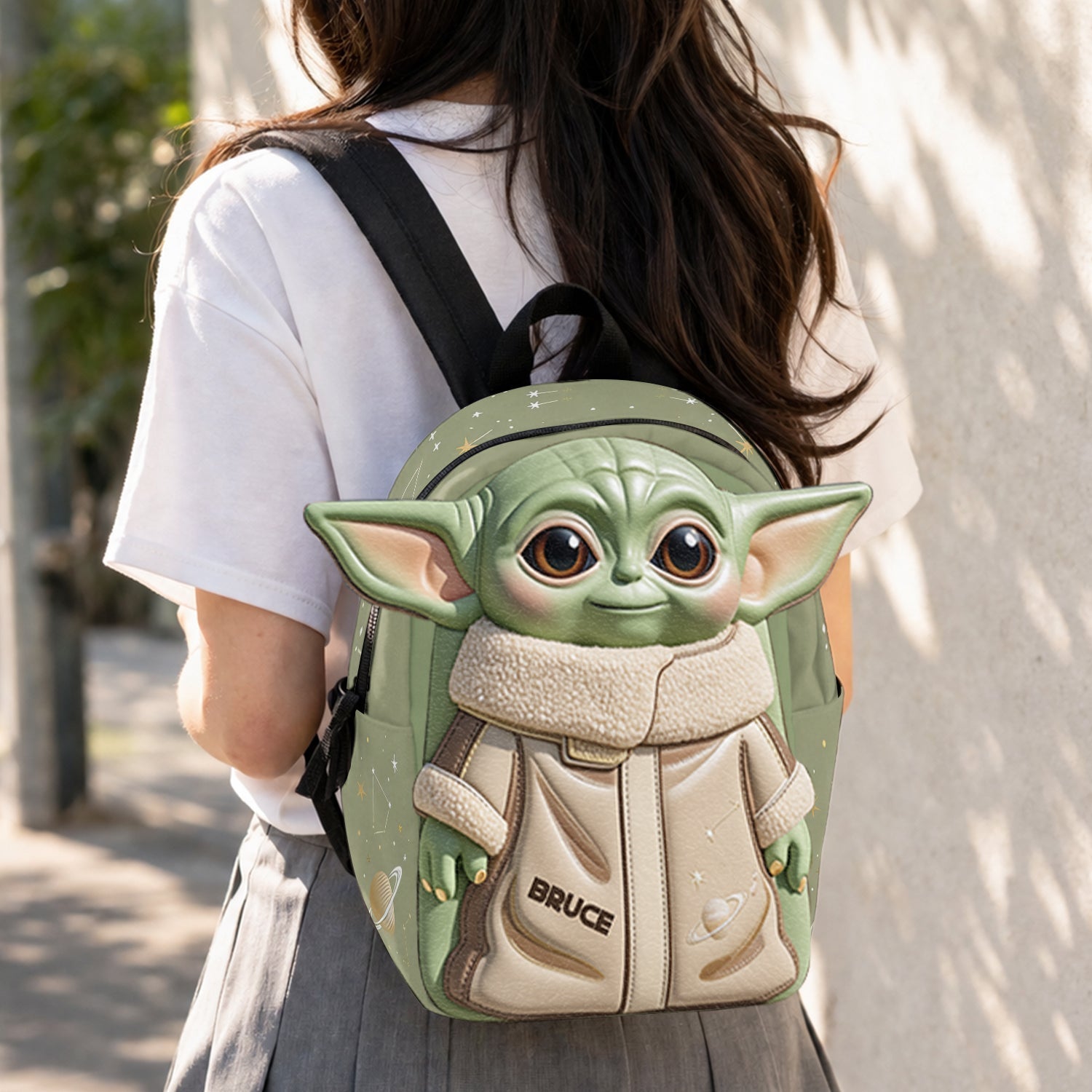 Personalized Cute Alien Changeable Leather Patch Backpack for Kids Changeable Leather Patch Backpack GradoCreations
