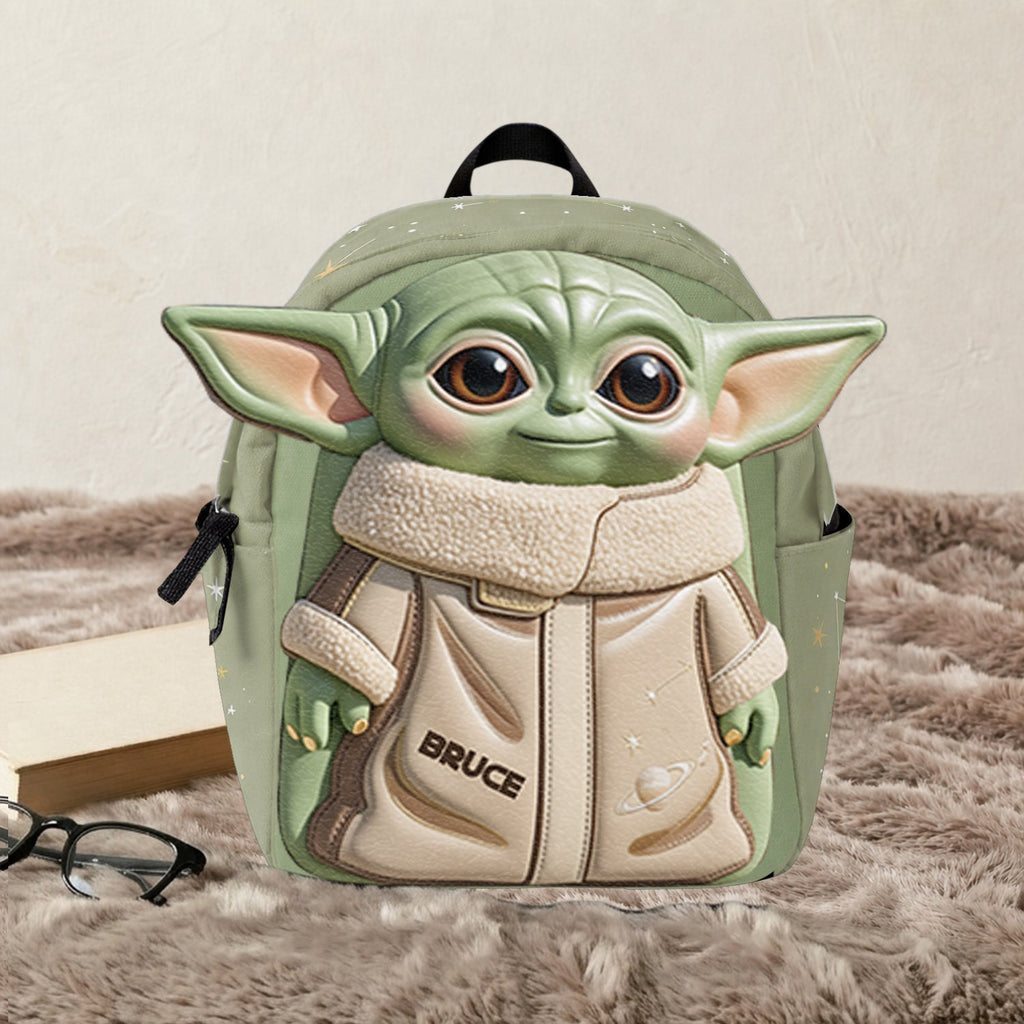 Personalized Cute Alien Changeable Leather Patch Backpack for Kids Changeable Leather Patch Backpack GradoCreations