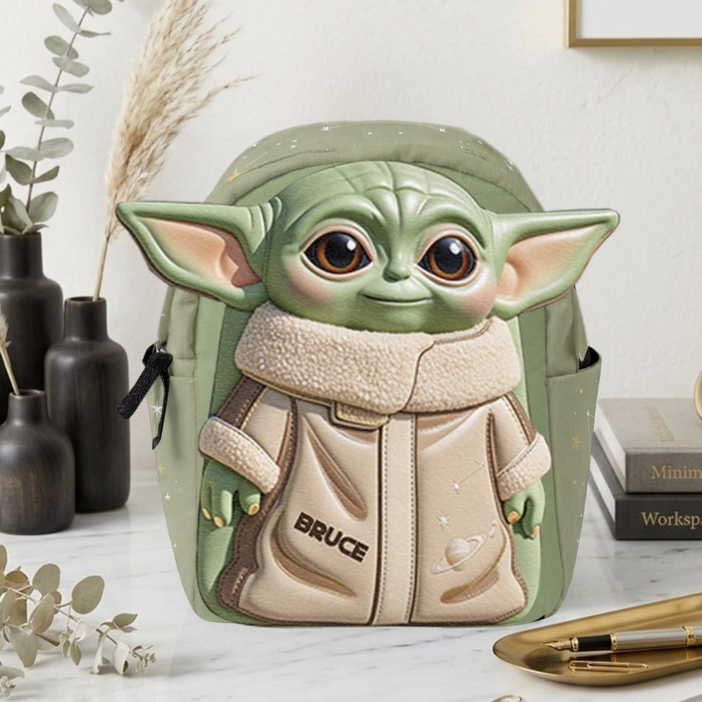 Personalized Cute Alien Changeable Leather Patch Backpack for Kids Changeable Leather Patch Backpack GradoCreations