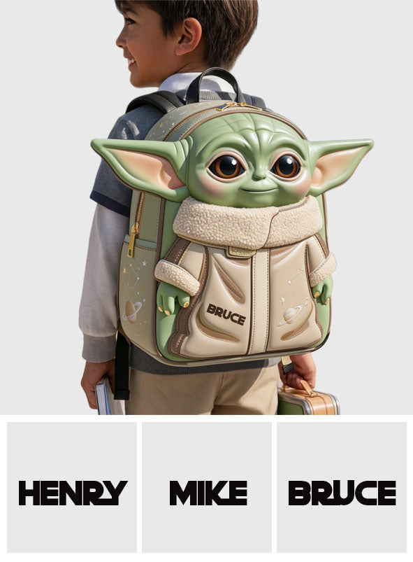 Personalized Cute Alien Changeable Leather Patch Backpack for Kids Changeable Leather Patch Backpack GradoCreations