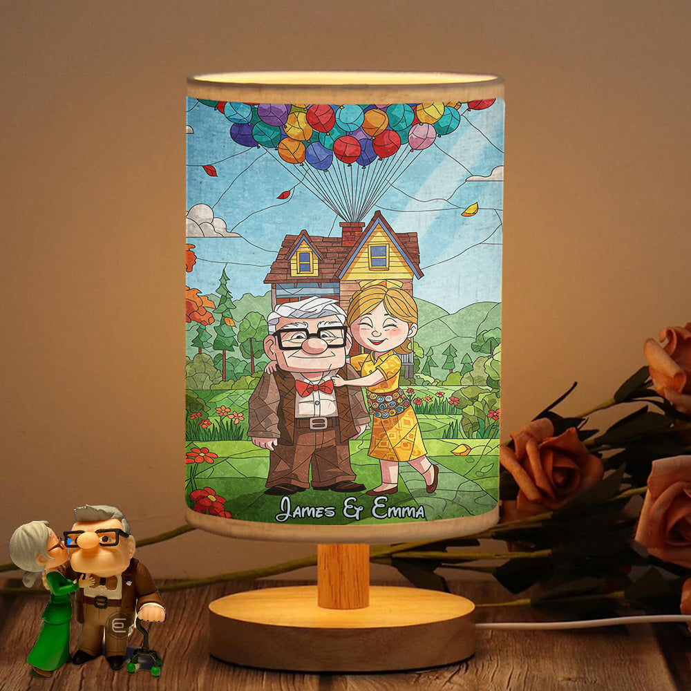 Personalized Mouse Table Lamp with Wood Base for Couples Gift Tableside Lamp with Wood Base GradoCreations