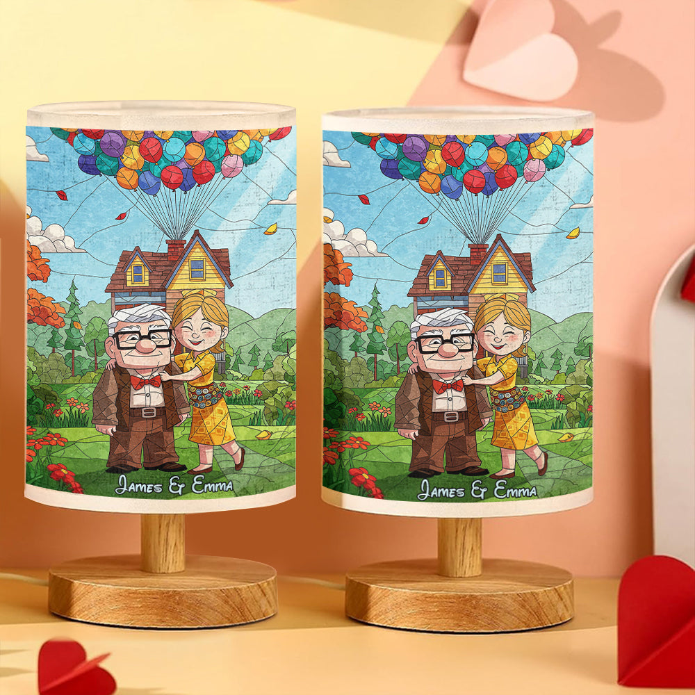 Personalized Mouse Table Lamp with Wood Base for Couples Gift Tableside Lamp with Wood Base GradoCreations