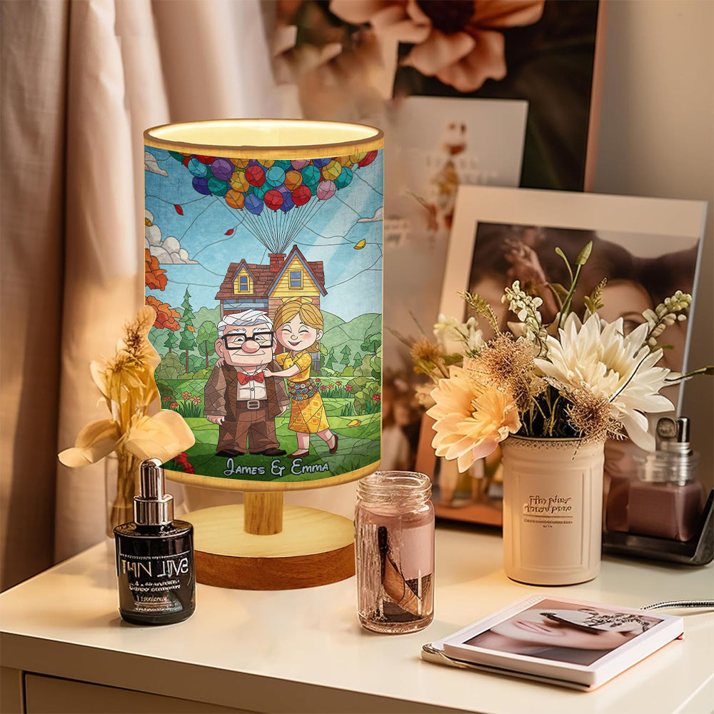 Personalized Mouse Table Lamp with Wood Base for Couples Gift Tableside Lamp with Wood Base GradoCreations