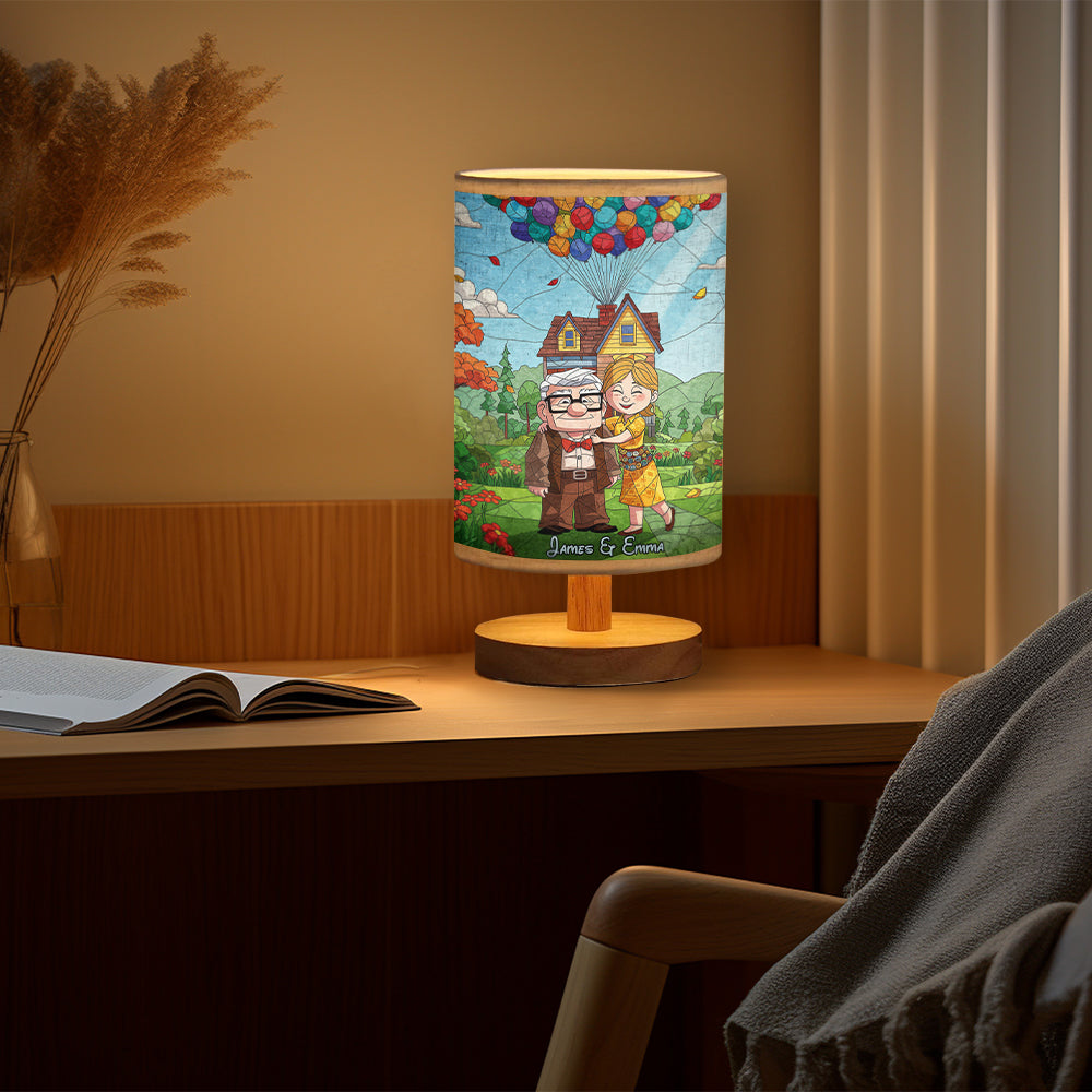 Personalized Mouse Table Lamp with Wood Base for Couples Gift Tableside Lamp with Wood Base GradoCreations