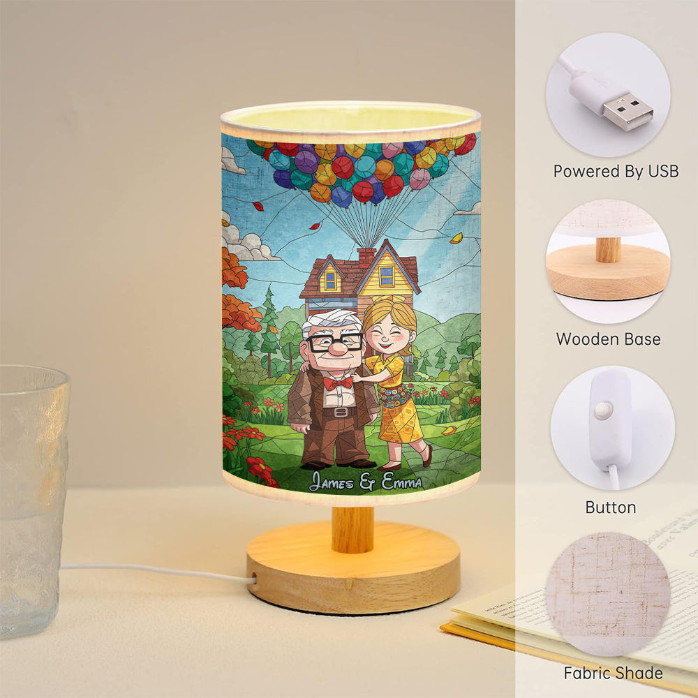 Personalized Mouse Table Lamp with Wood Base for Couples Gift Tableside Lamp with Wood Base GradoCreations