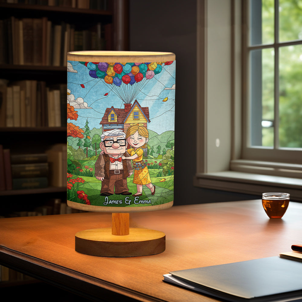 Personalized Mouse Table Lamp with Wood Base for Couples Gift Tableside Lamp with Wood Base GradoCreations