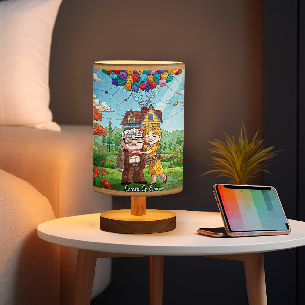 Personalized Mouse Table Lamp with Wood Base for Couples Gift Tableside Lamp with Wood Base GradoCreations