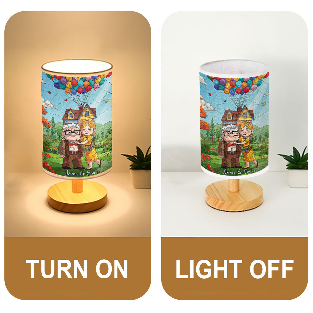 Personalized Mouse Table Lamp with Wood Base for Couples Gift Tableside Lamp with Wood Base GradoCreations