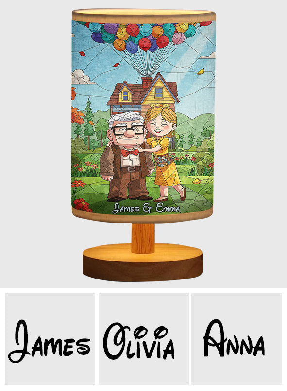 Personalized Mouse Table Lamp with Wood Base for Couples Gift Tableside Lamp with Wood Base GradoCreations