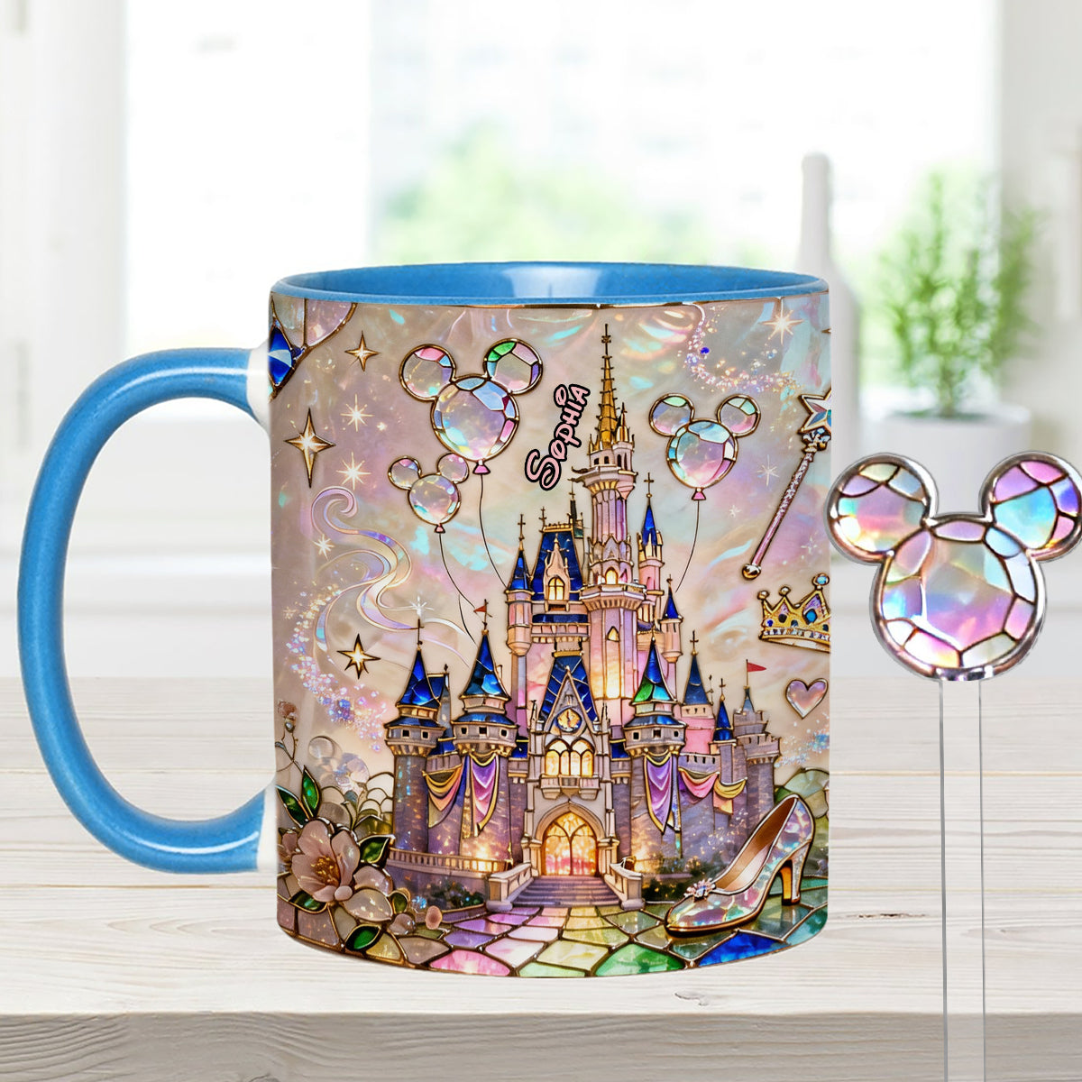 Personalized Magical Castle Mouse Set Accent Mug & Stirrer Gift Set Accent Mug with Acrylic Stirrers GradoCreations