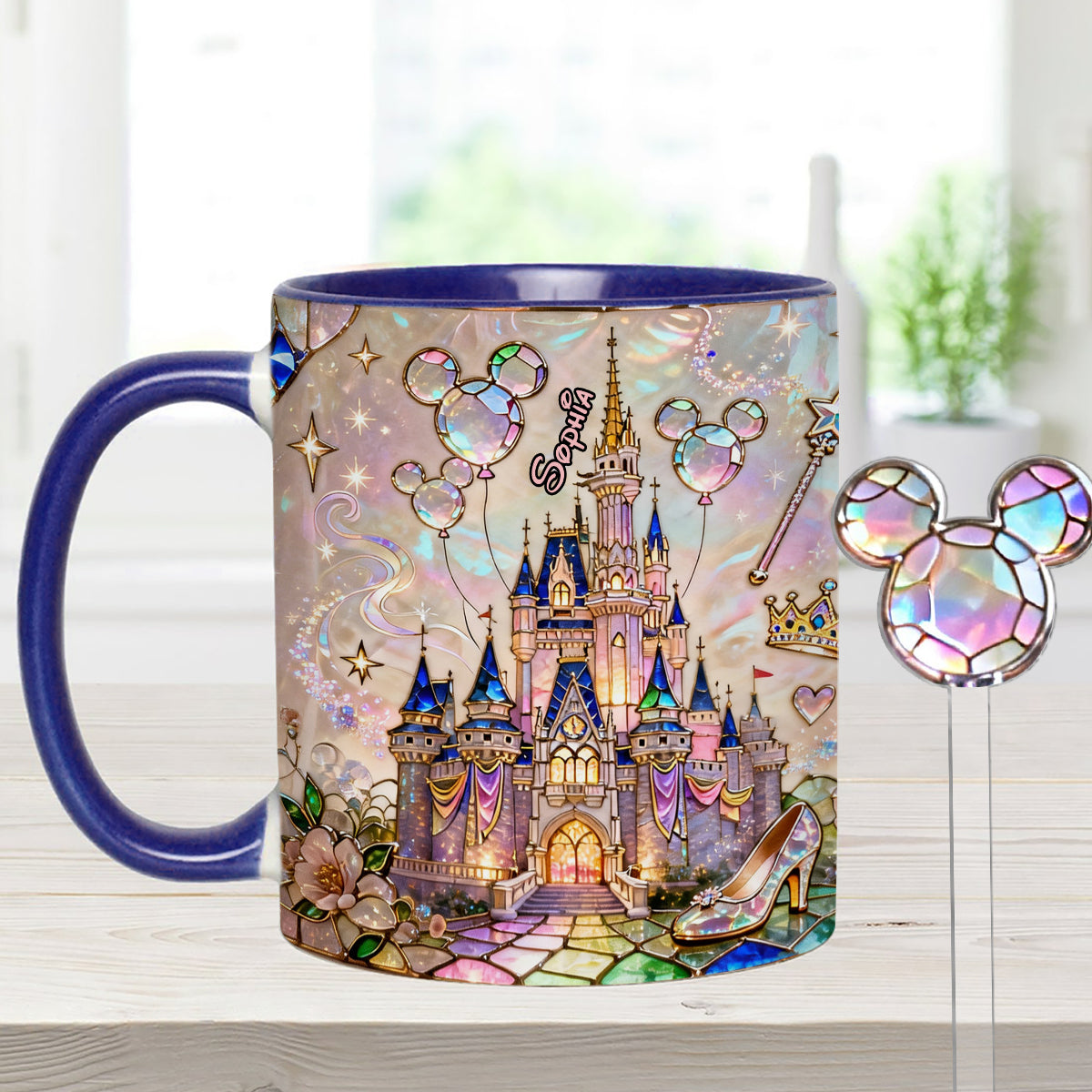 Personalized Magical Castle Mouse Set Accent Mug & Stirrer Gift Set Accent Mug with Acrylic Stirrers GradoCreations