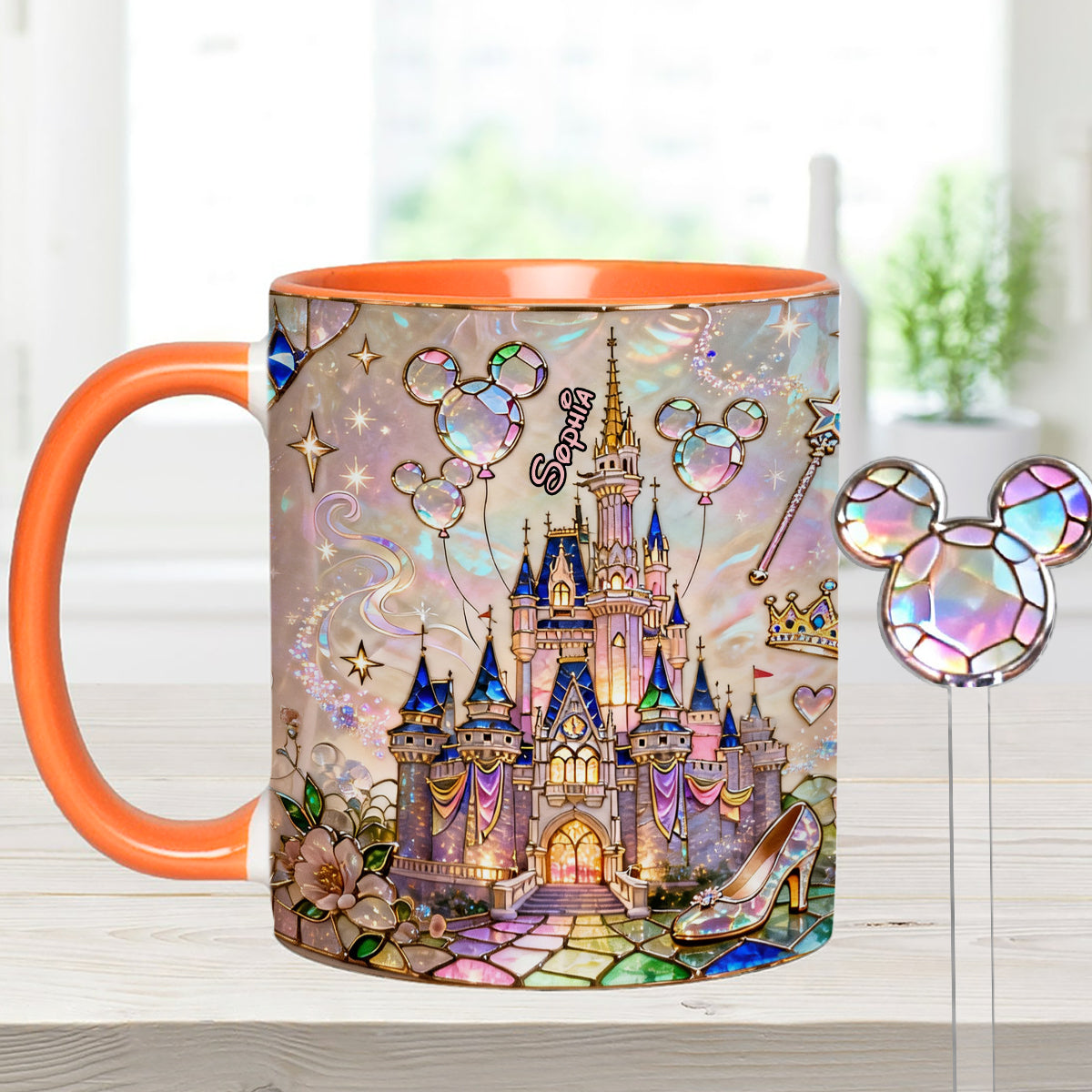 Personalized Magical Castle Mouse Set Accent Mug & Stirrer Gift Set Accent Mug with Acrylic Stirrers GradoCreations