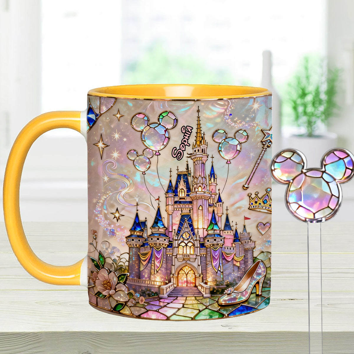 Personalized Magical Castle Mouse Set Accent Mug & Stirrer Gift Set Accent Mug with Acrylic Stirrers GradoCreations
