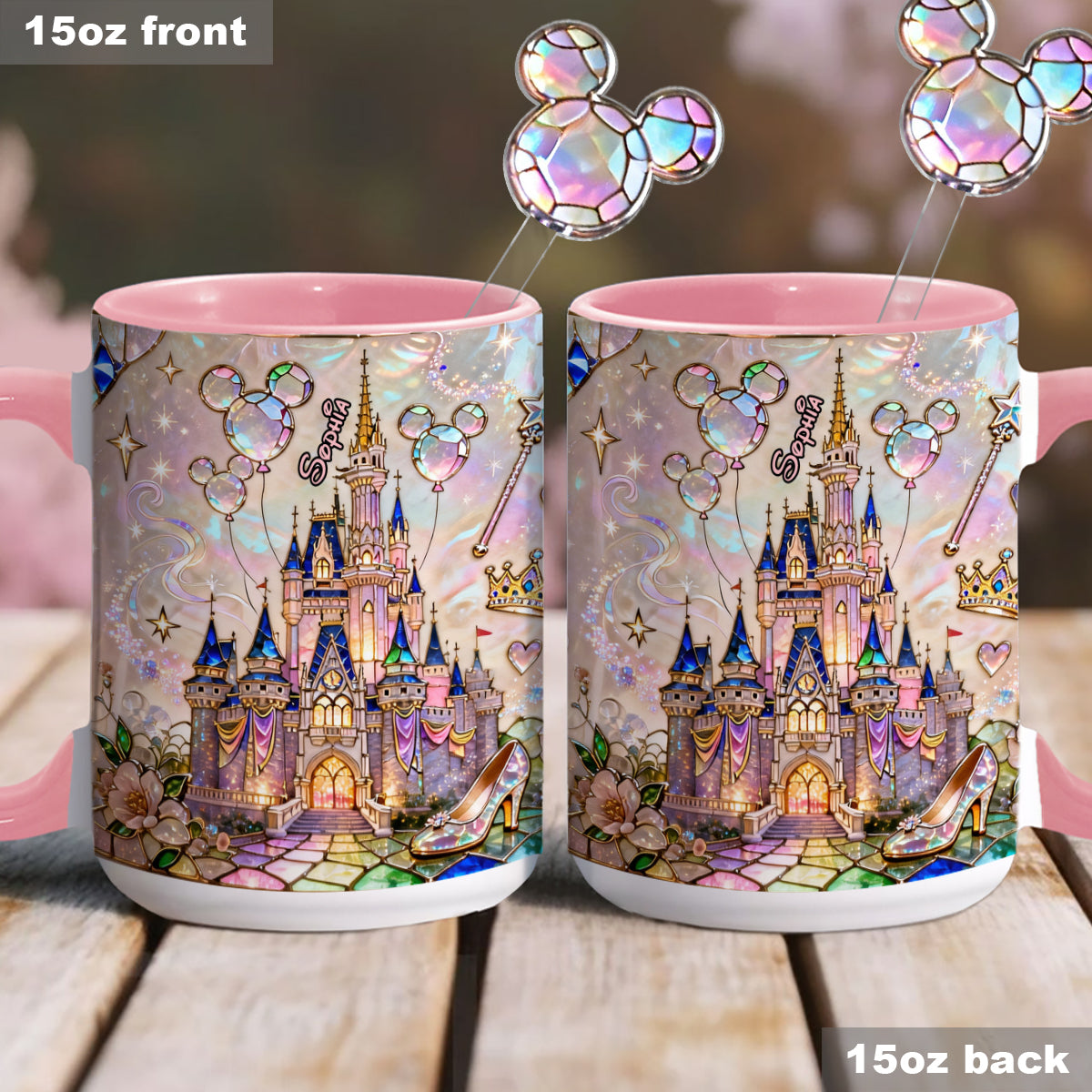 Personalized Magical Castle Mouse Set Accent Mug & Stirrer Gift Set Accent Mug with Acrylic Stirrers GradoCreations