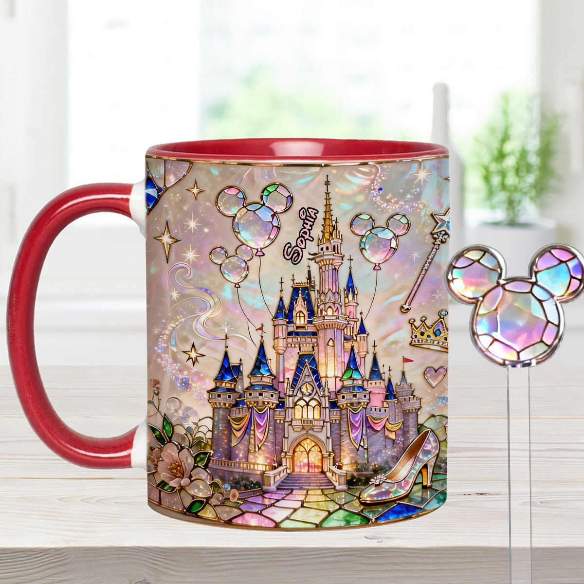 Personalized Magical Castle Mouse Set Accent Mug & Stirrer Gift Set Accent Mug with Acrylic Stirrers GradoCreations