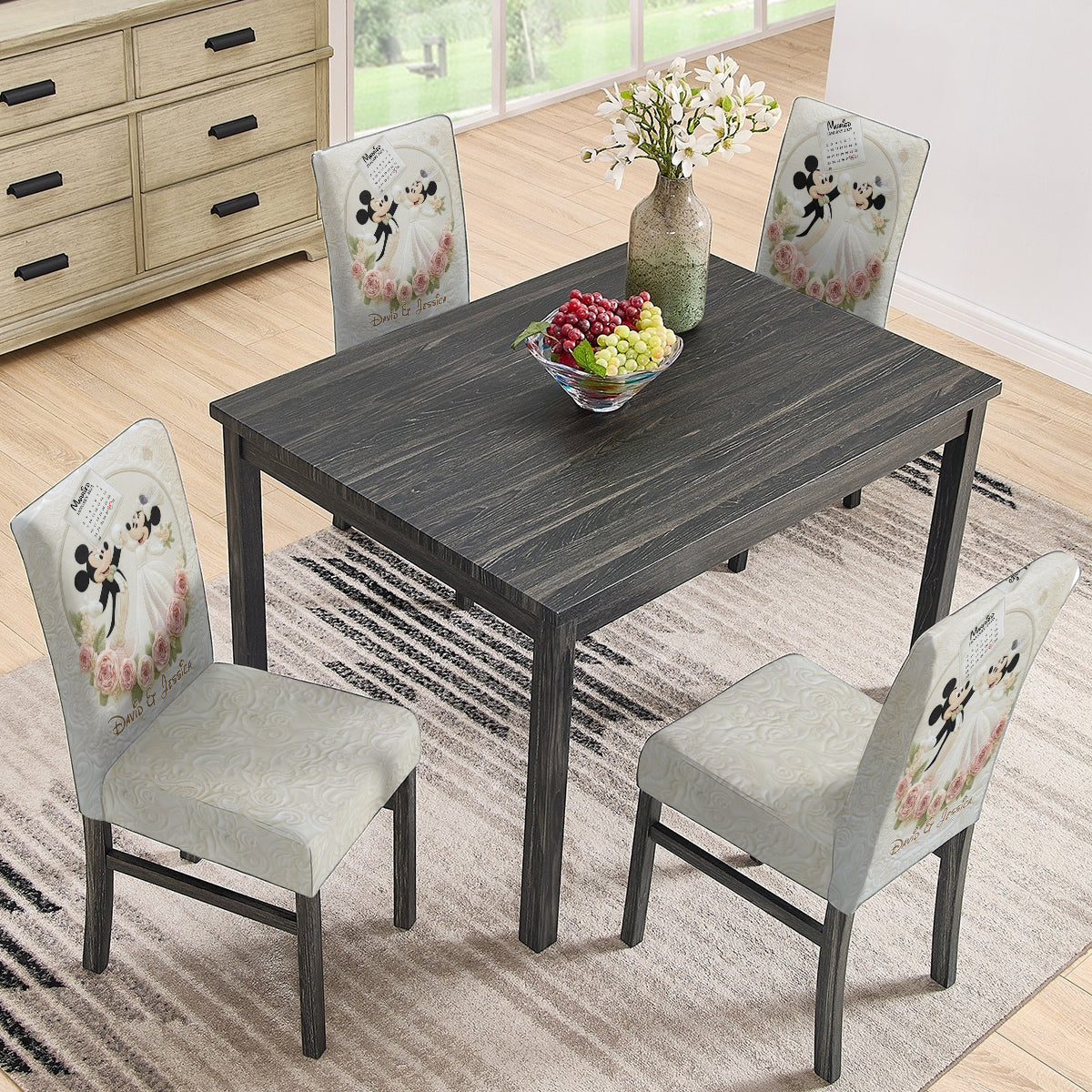 Personalized Mickey Mouse Chair Cover Set for Wedding Anniversary Gift Chair Cover Set GradoCreations