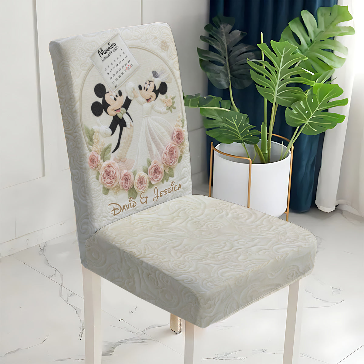 Personalized Mickey Mouse Chair Cover Set for Wedding Anniversary Gift Chair Cover Set GradoCreations