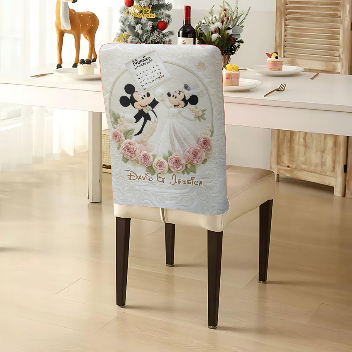Personalized Mickey Mouse Chair Cover Set for Wedding Anniversary Gift Chair Cover Set GradoCreations