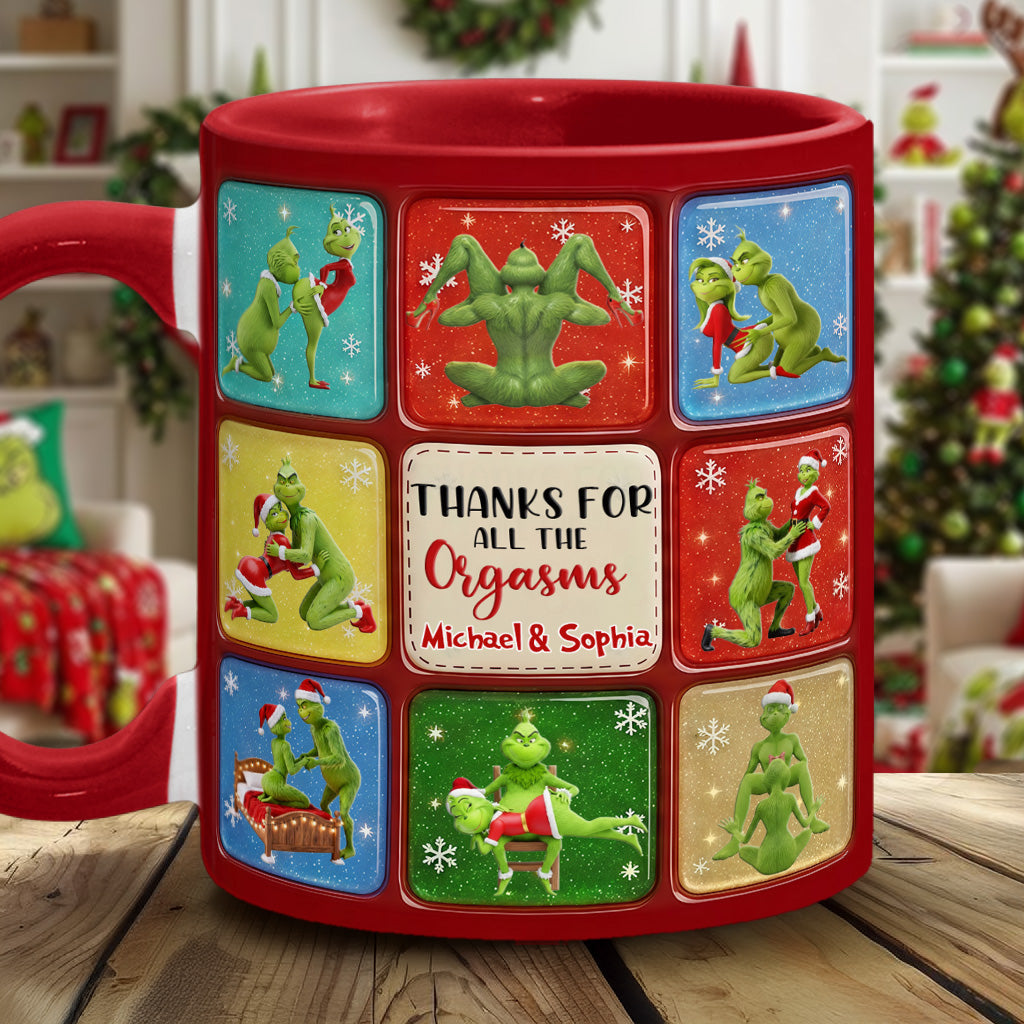 Personalized Grinch Christmas Accent Mug Custom Gift for Couple Accent Mug GradoCreations