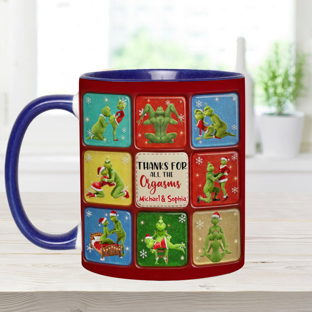 Personalized Grinch Christmas Accent Mug Custom Gift for Couple Accent Mug GradoCreations