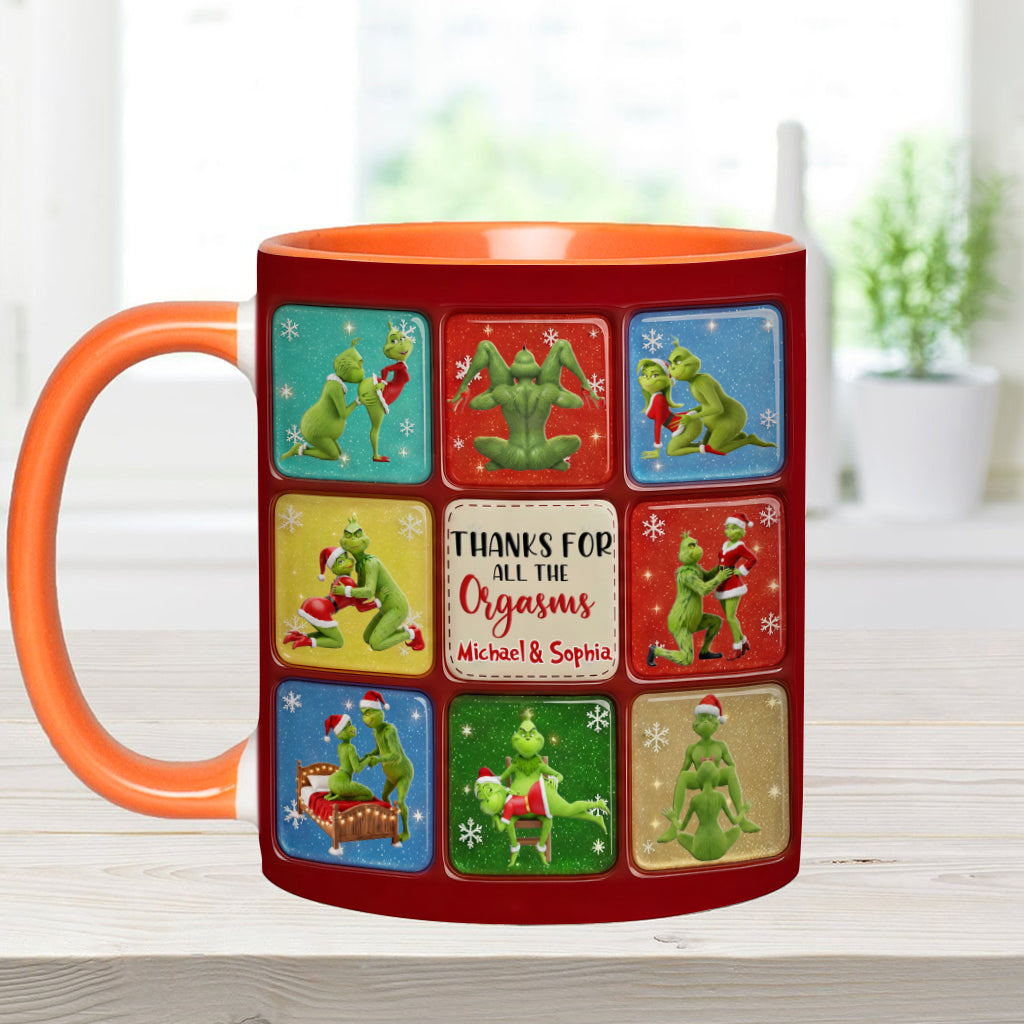 Personalized Grinch Christmas Accent Mug Custom Gift for Couple Accent Mug GradoCreations