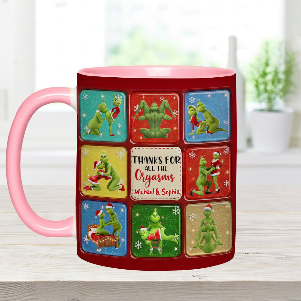 Personalized Grinch Christmas Accent Mug Custom Gift for Couple Accent Mug GradoCreations